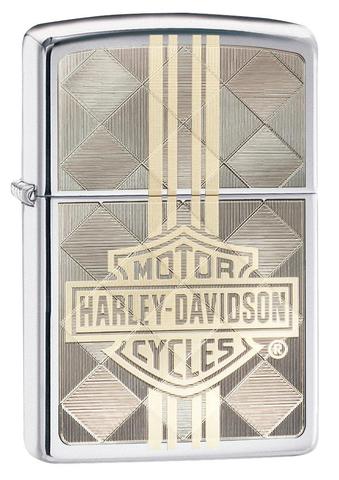 Zippo Harley-Davidson High Polish Chrome Laser Two Tone Windproof Lighter 29779
