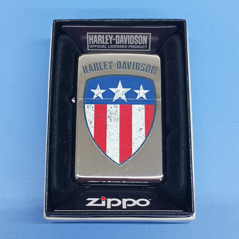 Zippo Classic Harley Davidson American Badge High Polish Chrome Finish 24868