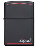 Zippo Black Matte with Logo and Border 218ZB