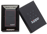 Zippo Black Matte with Logo and Border 218ZB