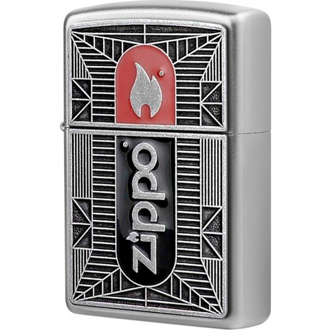 Zippo Flame Emblem Satin Chrome 24830