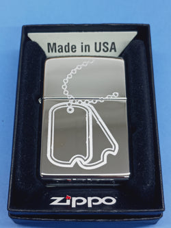 Zippo Dog Tags Etched High Polish Chrome 24836