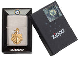 Zippo Navy Anchor Emblem Brushed Chrome 280ANC