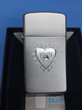 Zippo Slim Satin Chrome TR Heart Bling 28328