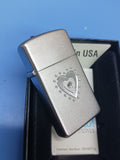 Zippo Slim Satin Chrome TR Heart Bling 28328