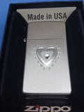 Zippo Slim Satin Chrome TR Heart Bling 28328