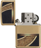 Zippo Gold and Black Circle Brushed Brass 28673