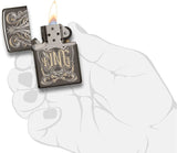 Zippo King with Skull and Crossbones Black Ice 28798