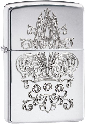 Zippo Fleur-de-lis Crown with Swarovski Crystals 28805 - Free