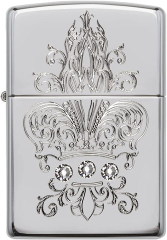 Zippo Fleur-de-lis Crown with Swarovski Crystals 28805 - Free