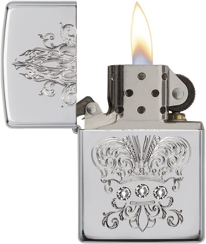 Zippo Fleur-de-lis Crown with Swarovski Crystals 28805 - Free