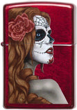 Zippo Day of the Dead Girl Candy Apple Red 28830