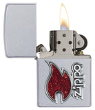 Zippo Red Flame Emblem Satin Chrome 28847
