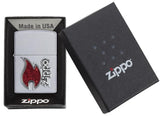 Zippo Red Flame Emblem Satin Chrome 28847