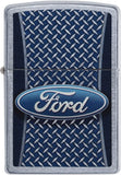 Zippo Ford Logo on Diamond Plate Pattern Street Chrome 29065