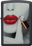 Zippo Red Lipstick Lock Black Matte 29089