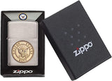 Zippo US Navy Emblem Brushed Chrome Pocket Lighter 29257