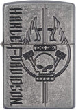 Zippo Harley-Davidson Skull Armor Antique Silver Plate  29280