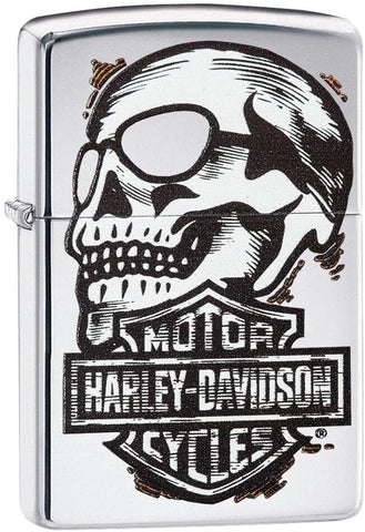 Zippo Harley Davidson Skull High Polish Chrome 29281
