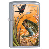 Zippo Bass Fish and Bird Satin Chrome 29391