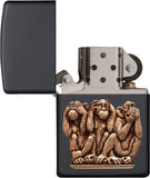 Zippo Three Monkeys Emblem Black Matte 29409