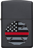 Zippo Red Flag Firefighter black Matte Pocket Lighter 29553
