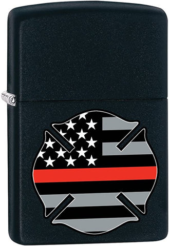 Zippo Red Flag Firefighter black Matte Pocket Lighter 29553