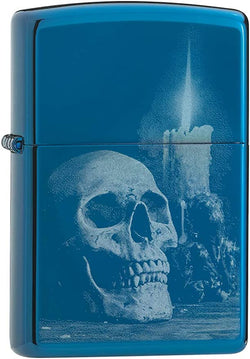 Zippo High Polish Blue Skull Design 29704