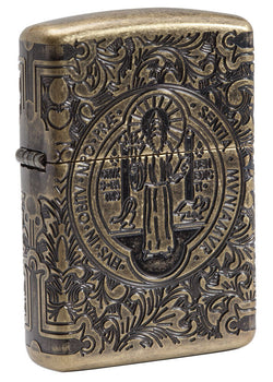 Zippo Armor Antique Brass St. Benedict Design 29719