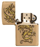 Zippo Dragon Design Brushed Brass 29725