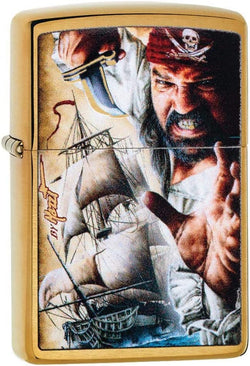 Zippo Mazzi Pirate Ship Brushed Brass 29781