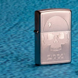 Zippo Skull with Lines Satin Chrome 29858