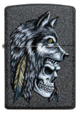 Zippo Wolf Skull Feather Design Iron Stone 29863