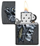 Zippo Wolf Skull Feather Design Iron Stone 29863