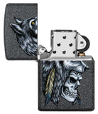 Zippo Wolf Skull Feather Design Iron Stone 29863