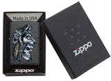 Zippo Wolf Skull Feather Design Iron Stone 29863