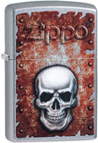 Zippo Rusted Skull Design Street Chrome 29870