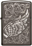 Zippo Filigree Flame and Wing Design Black Ice 29881