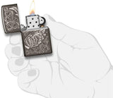 Zippo Filigree Flame and Wing Design Black Ice 29881