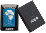 Zippo High Polish Blue Eagle and Flag 29882