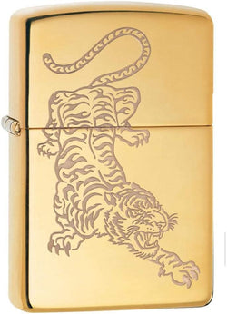 Zippo High Polish Brass Tiger Design 29884