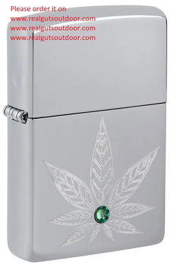 Zippo Leaf Crystal Design High Polish Chrome 46126