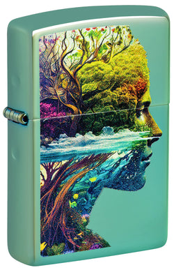Zippo One with Nature Design High Polish Green Color Image 46233