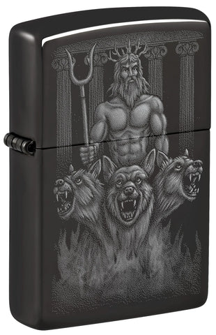 Zippo Greek Dogs Design High Polish Black Photo Image 46264