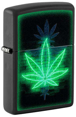 Zippo Gleaming Plant Design Black Matte Color Image Black Light 46266