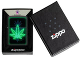 Zippo Gleaming Plant Design Black Matte Color Image Black Light 46266