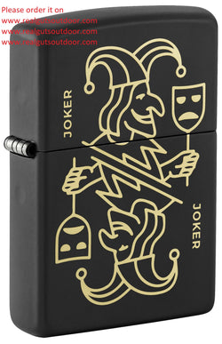 Zippo Masked Joker Design Black Matte Laser Engrave 46290