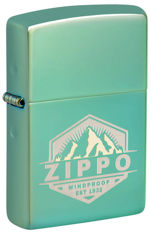 Zippo Badge Design High Polish Green Laser Two-Tone design 46293