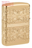 Zippo Armor Lucky Clover Design Multicut Textured High Polish Gold Plate 46301