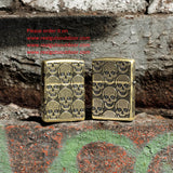 Zippo Armor Cackling Cranium Design Multicut Antique Brass 46302